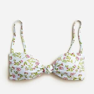 J.Crew Knotted Front Bandeau Bikini Top in‎ Cloud Meadow Floral Size 2X NWT